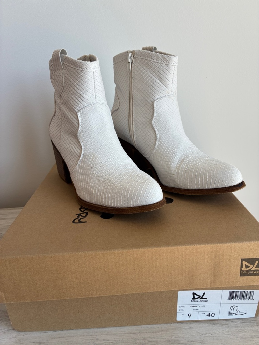 Dirty Laundry White Textured Western Ankle Boots